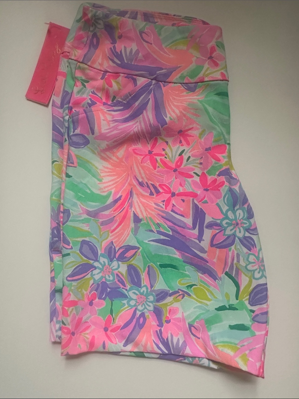 Lilly Pulitzer Neon Pink Tropical Print High-Waist Shorts